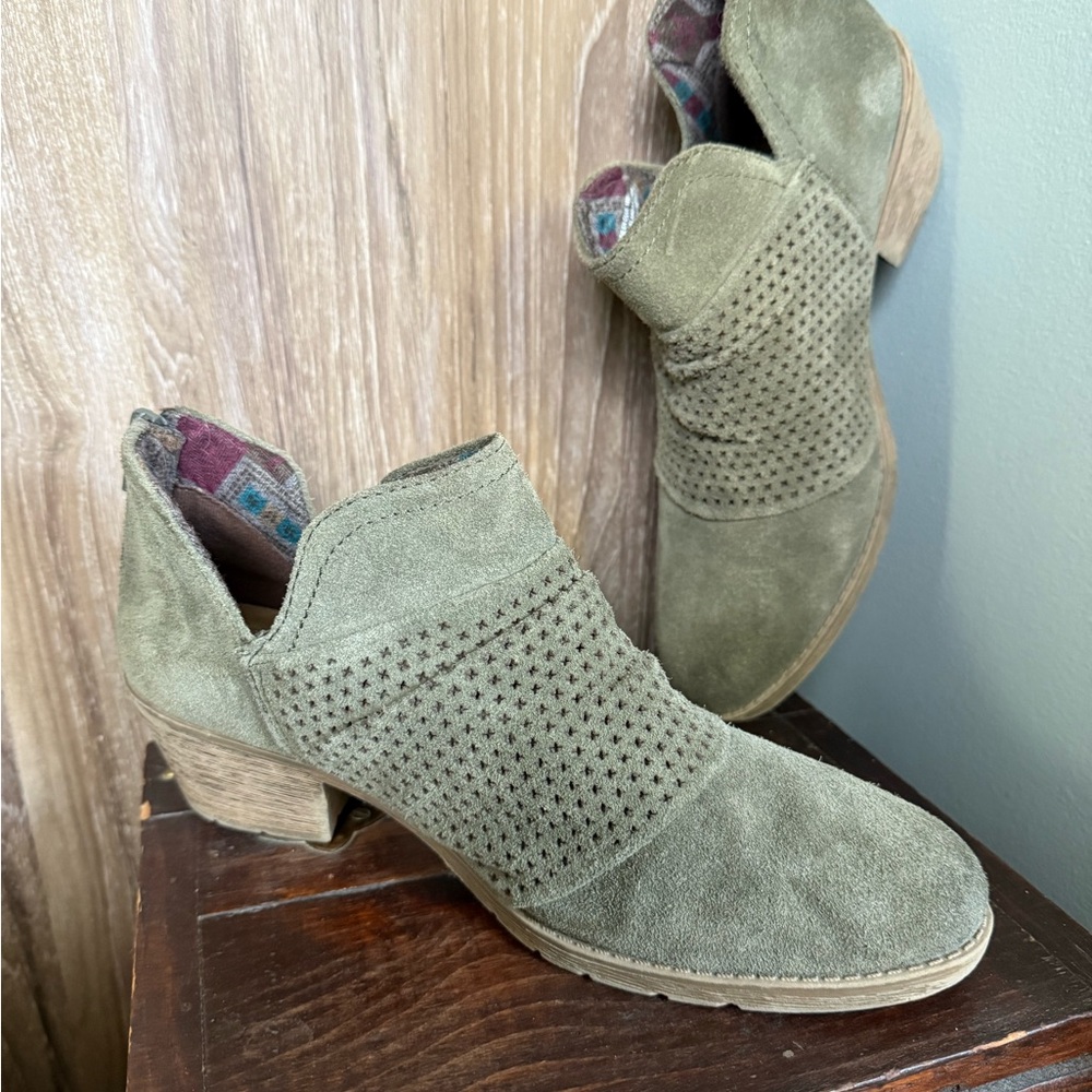 Olive Suede Ankle Boots